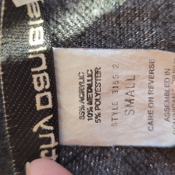 Cathy Daniels Metallic Leaf Button Up Cardigan Sweater SMALL Gray Embellished - Picture 3 of 16